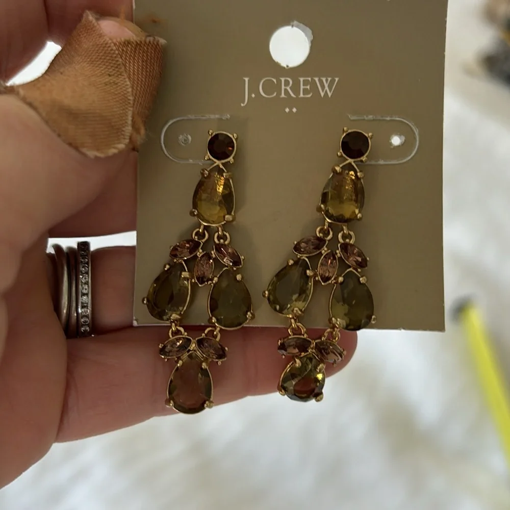 J crew factory topaz colored gemstone earrings - Picture 2 of 5